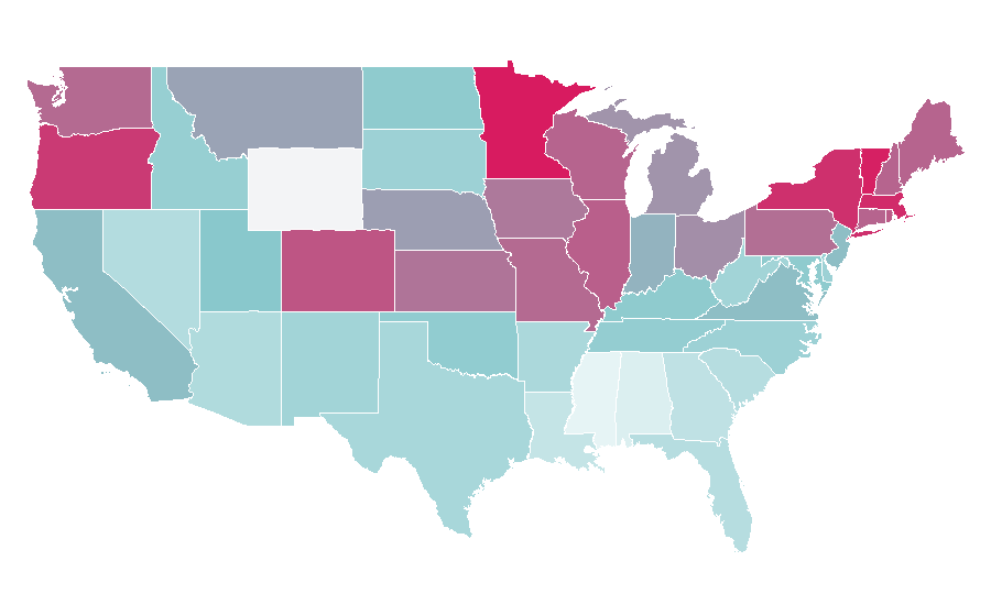 Affinity by region — Saturday Night Live cast members, United States