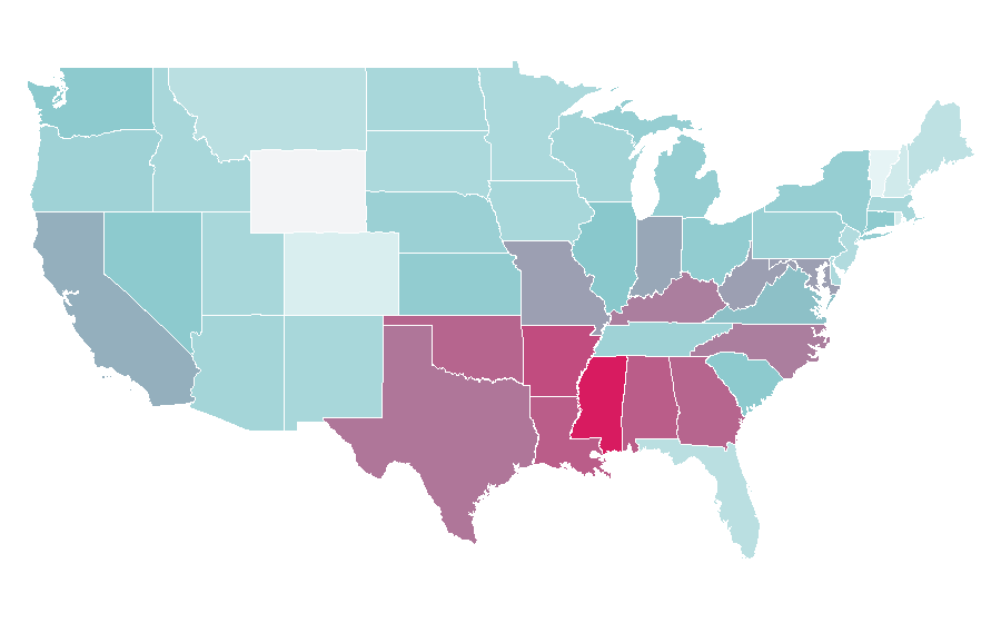 Afinidad por región — Schizophrenia, Estados Unidos