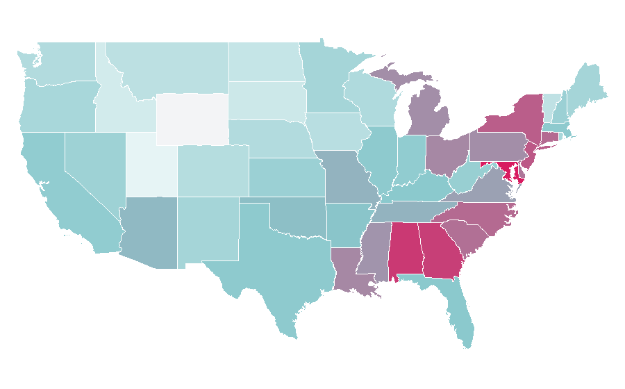 Affinité par région — Sean Combs, États-Unis