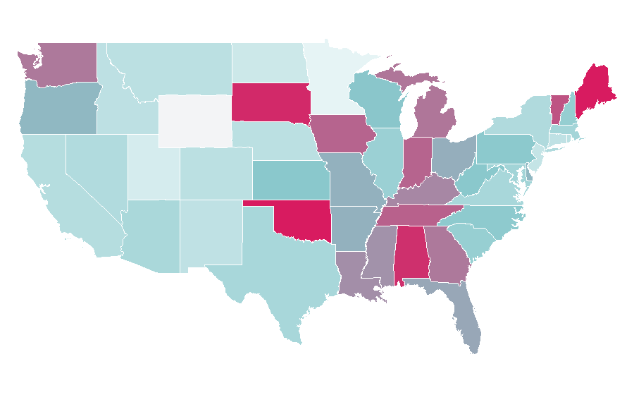 Affinity by region — Second Life, United States
