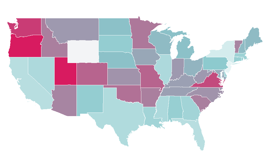 Affinity by region — Secular humanism, United States