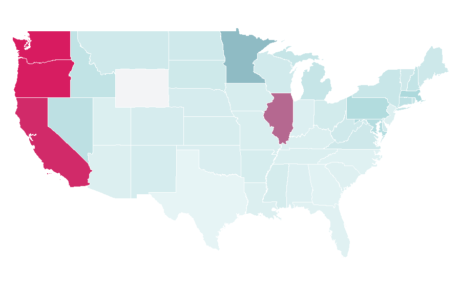 Affinity by region — SEIU, United States