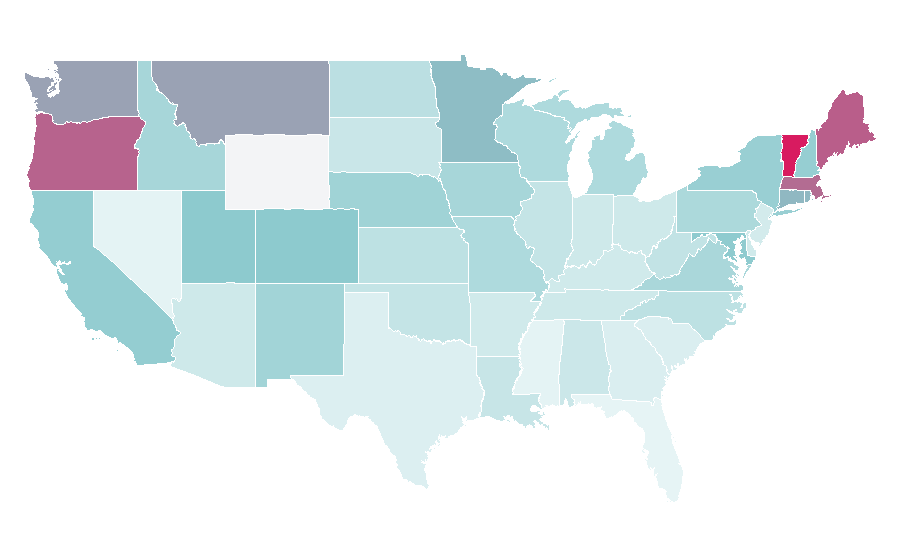 Affinité par région — Senescence, États-Unis