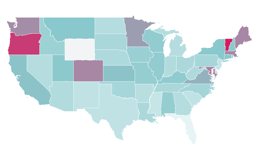 Affinity by region — Serial (podcast), United States