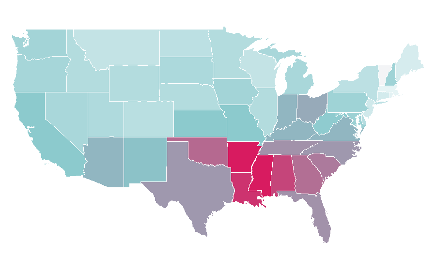 Affinity by region — Service (economics), United States