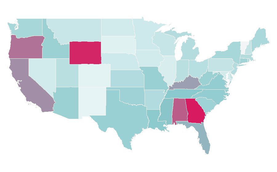 Affinity by region — Shabby chic, United States