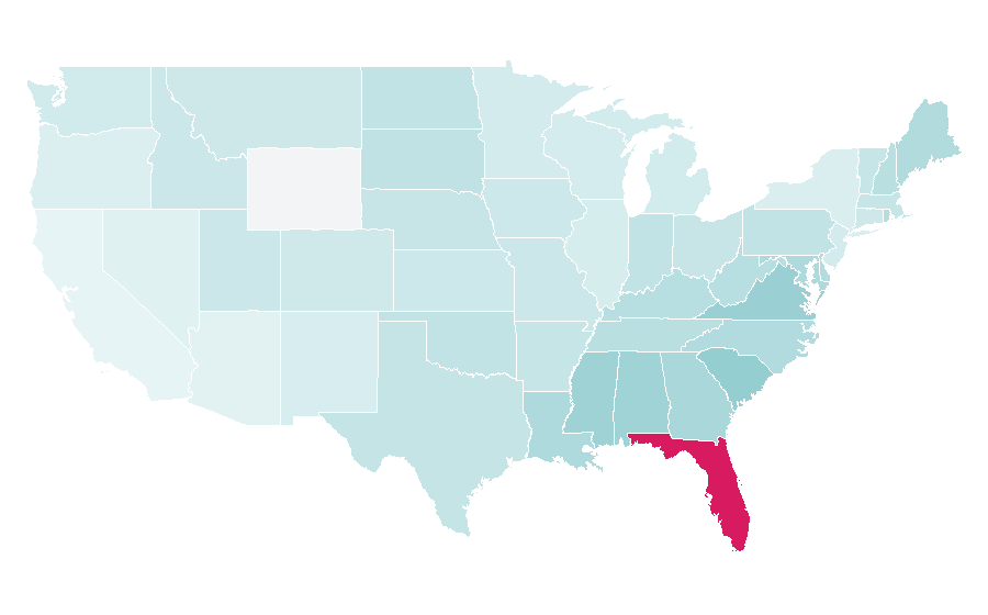 Affinity by region — Shades of green, United States