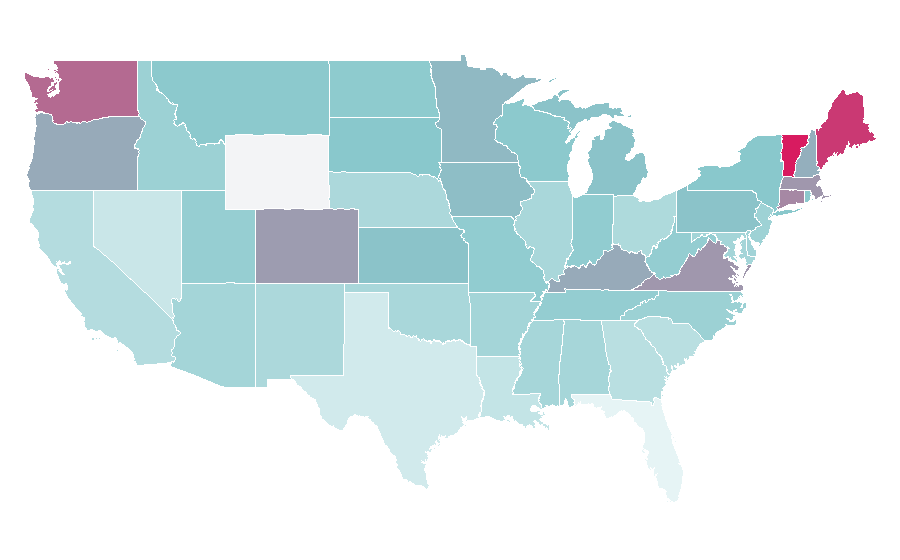 Affinity by region — Sheep farming, United States