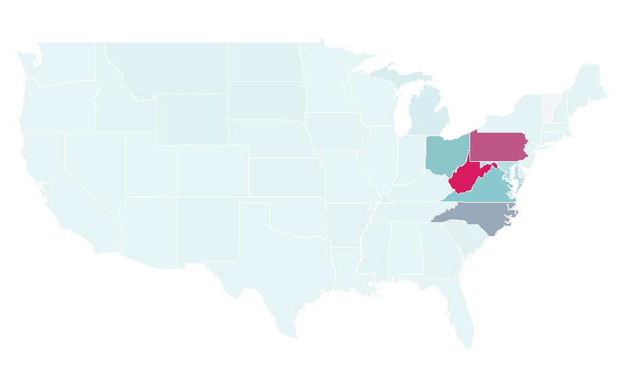 Afinidade por região — Sheetz, Estados Unidos