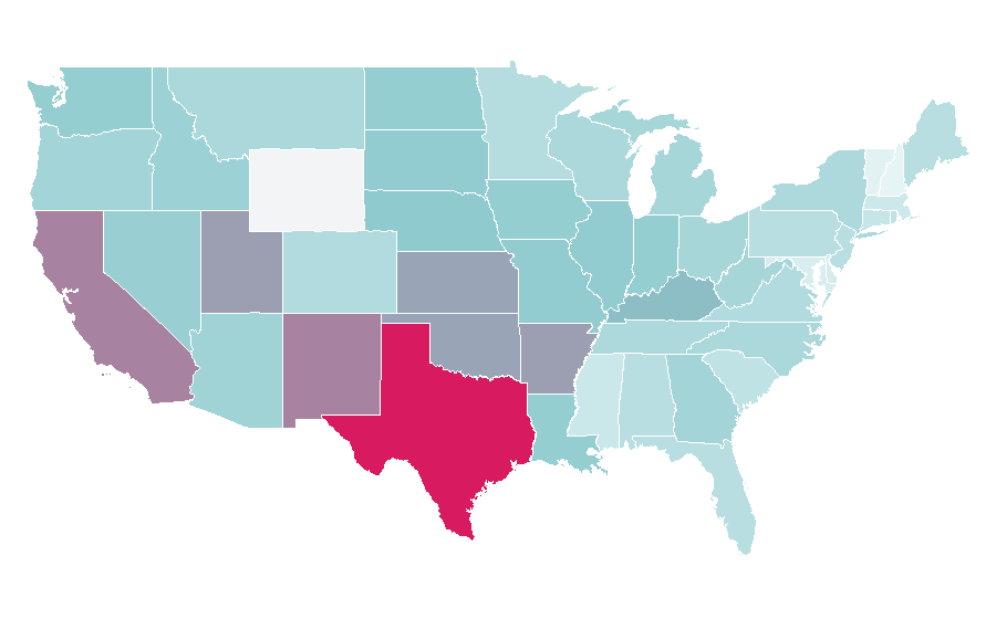 Afinidad por región — Shelf (storage), Estados Unidos