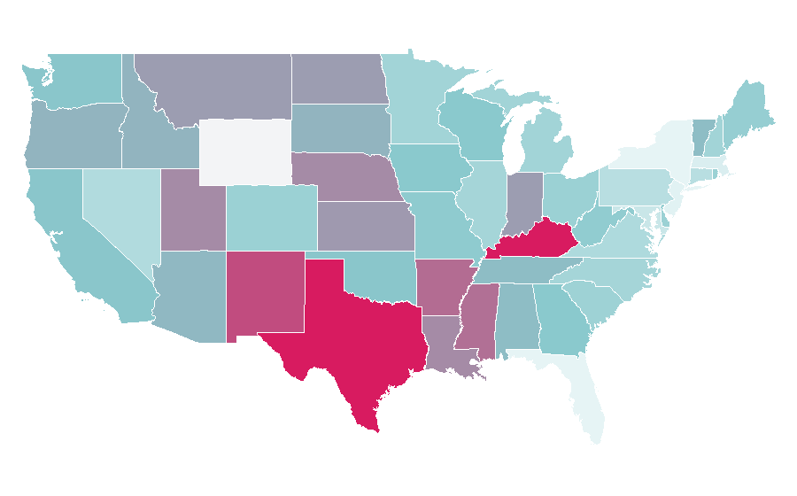 Affinity by region — Shielded metal arc welding, United States