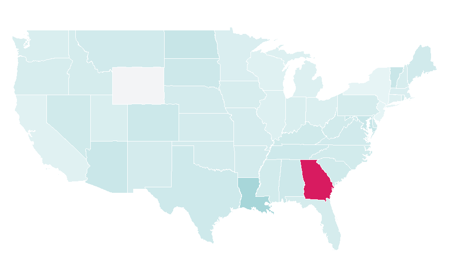 Affinité par région — Shift work, États-Unis