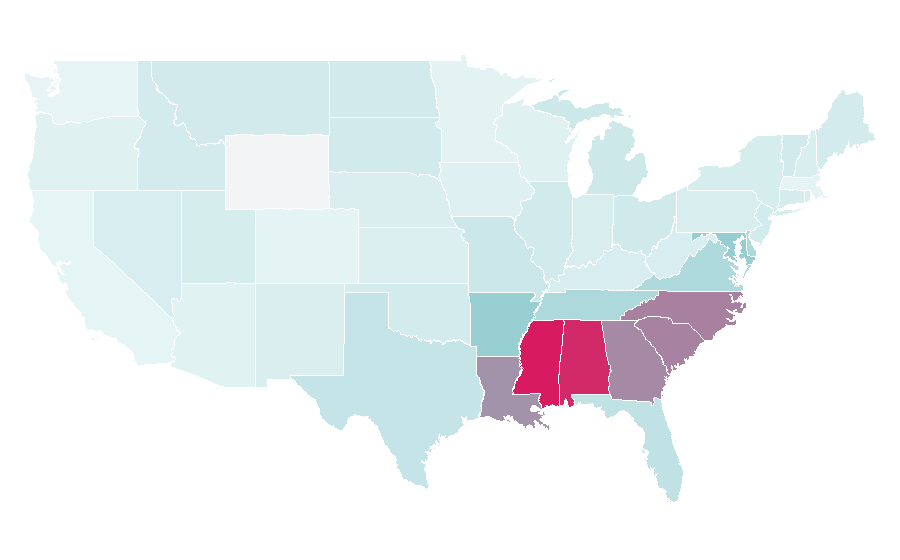 Affinity by region — Shirley Caesar, United States