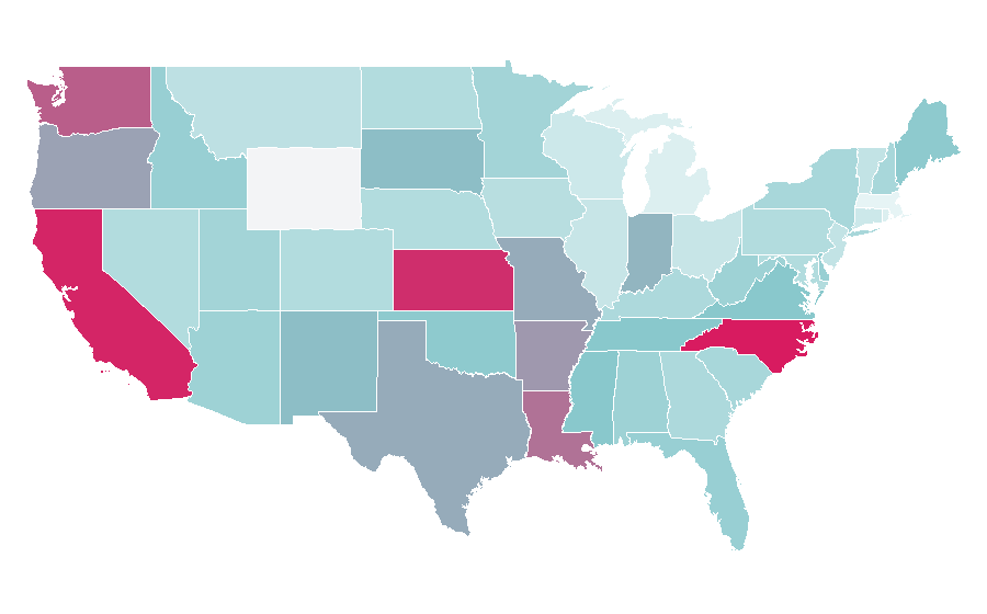 Affinité par région — Short Message Service, États-Unis