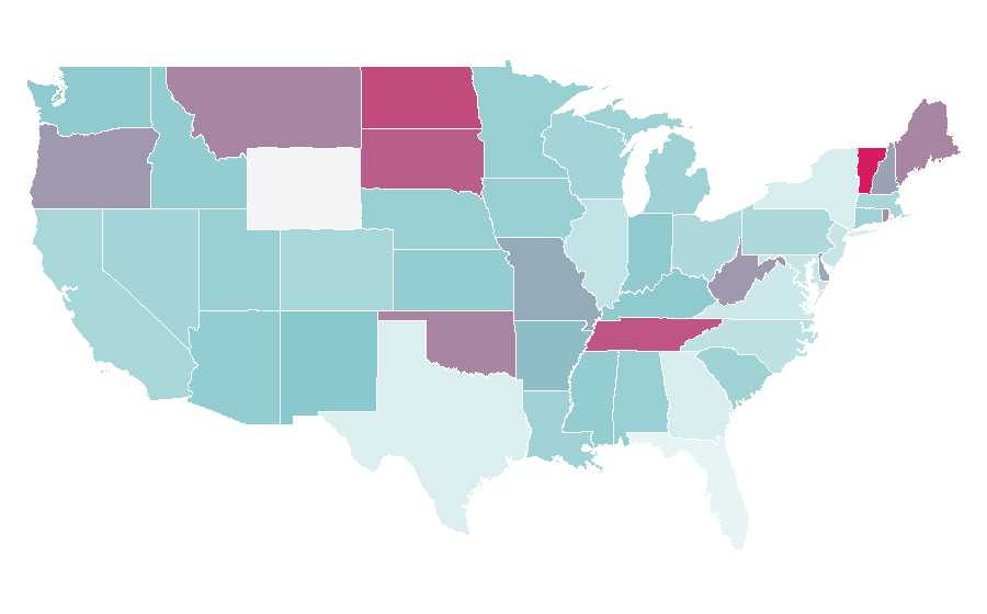 Affinity by region — Shred guitar, United States