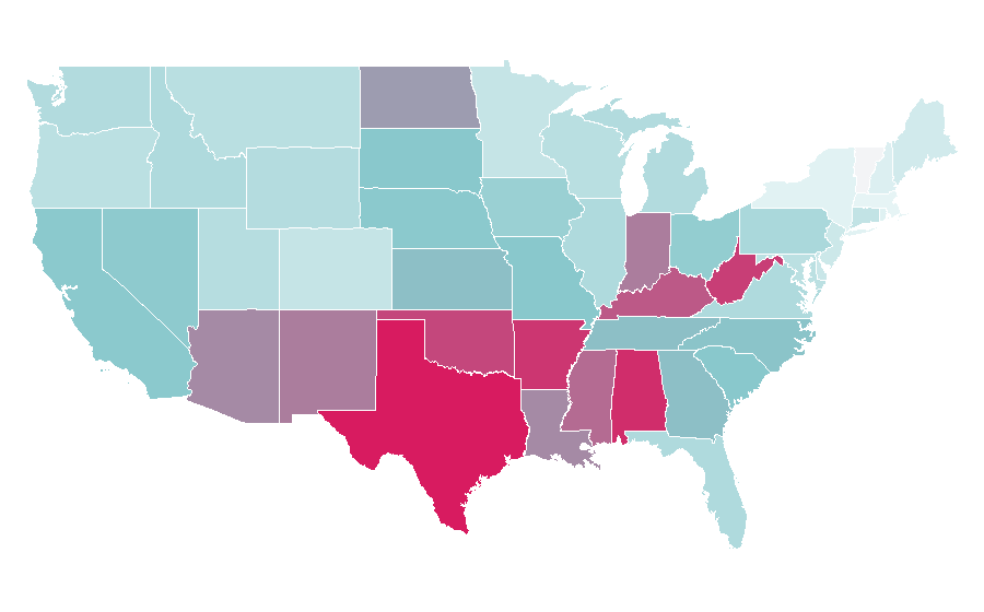 Affinity by region — Sign language, United States