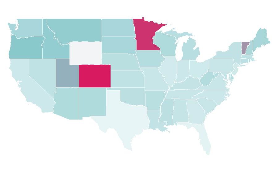 Affinity by region — Single track (mountain biking), United States