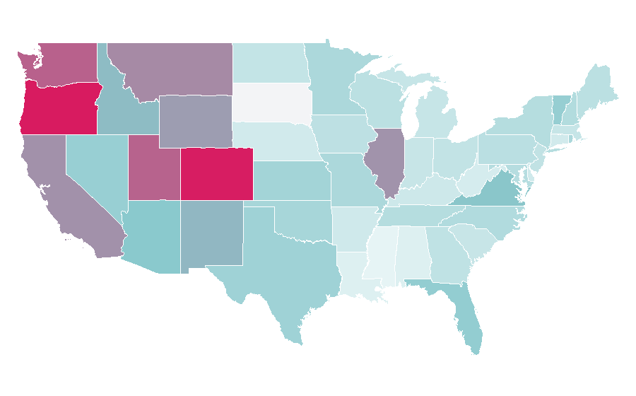 Affinity by region — Skatepark, United States