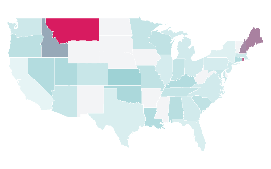 Affinity by region — Smântână, United States