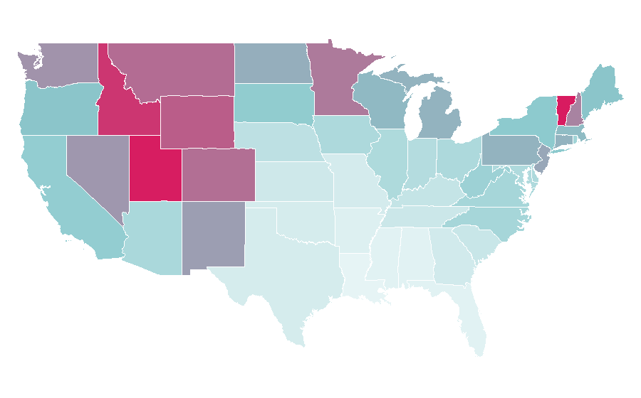 Affinität nach Region — Snowboarding, USA