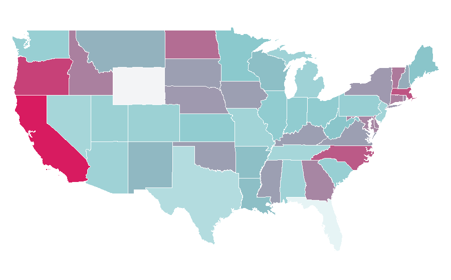 Affinity by region — Social theory, United States