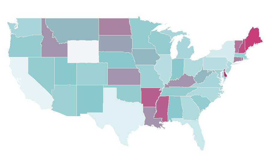 Affinity by region — Social work with groups, United States