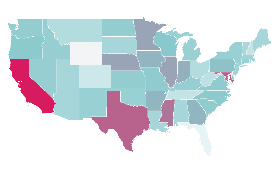 Afinidad por región — socializing, Estados Unidos