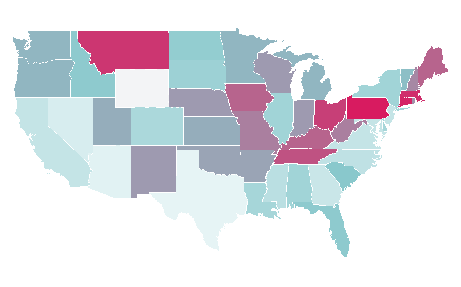 Affinité par région — Soft rock, États-Unis