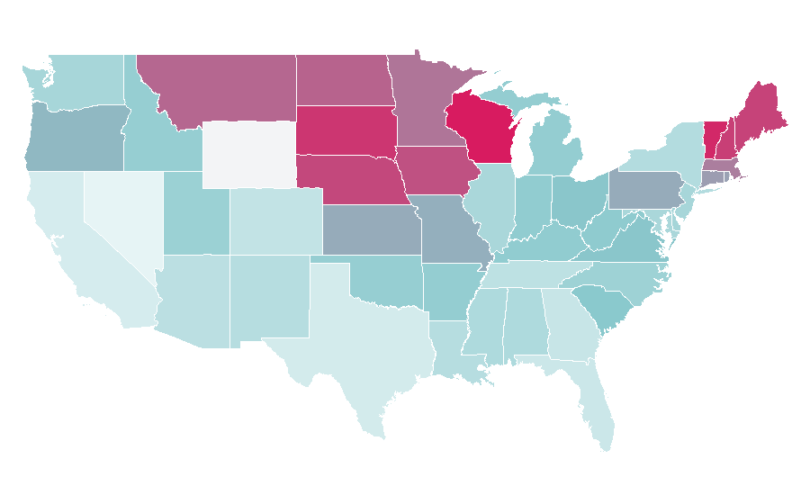 Affinité par région — Solitaire, États-Unis