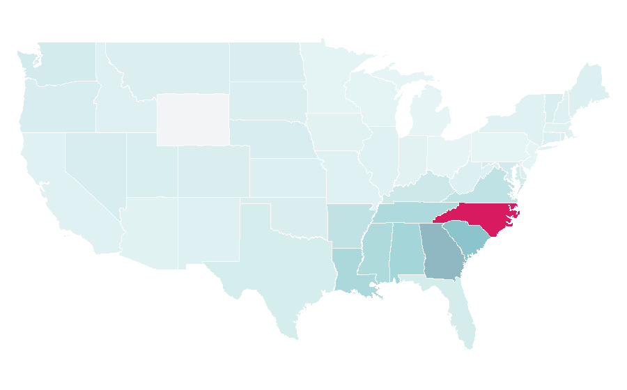 Affinité par région — southern food, États-Unis