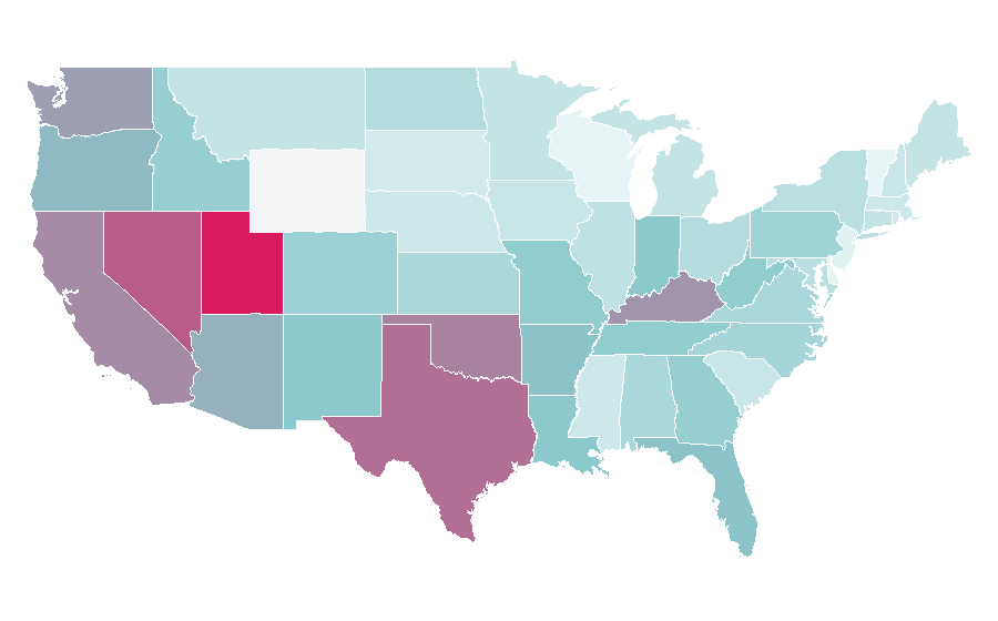 Afinidad por región — Sphynx cat, Estados Unidos