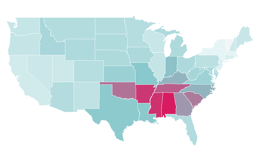 Affinity by region — Spiritual gift, United States