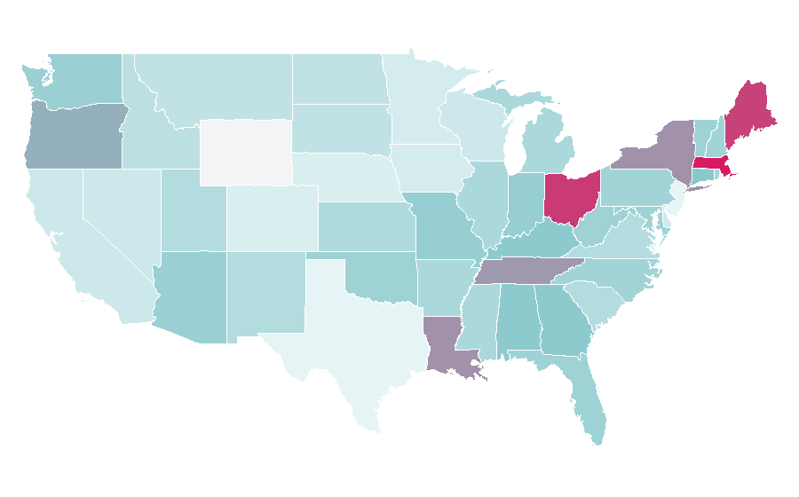 Affinity by region — Spiritualism, United States