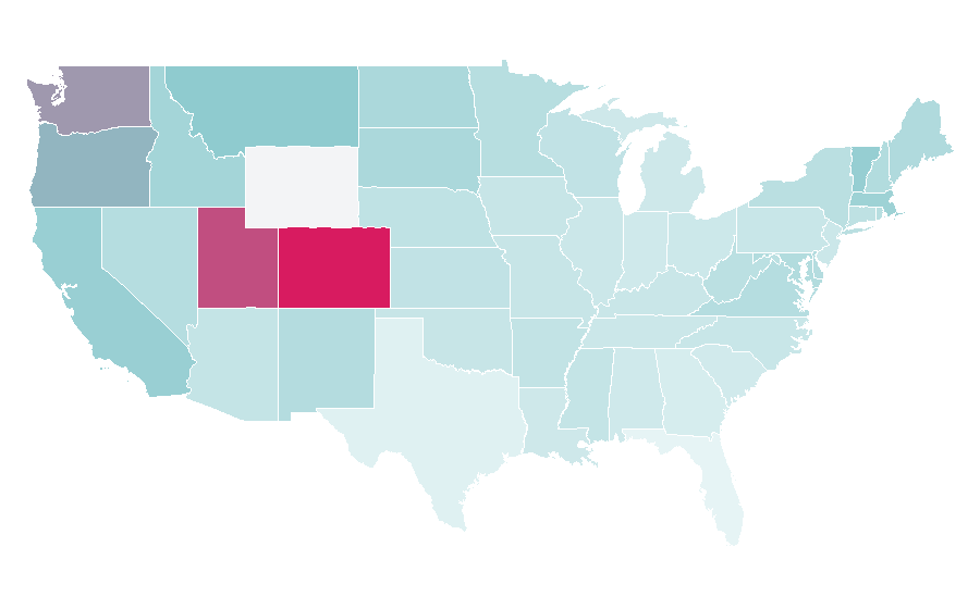 Affinity by region — Sport climbing, United States