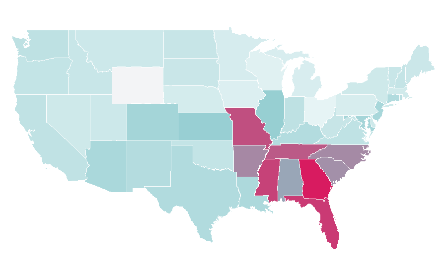 Affinity by region — Sports Authority, United States