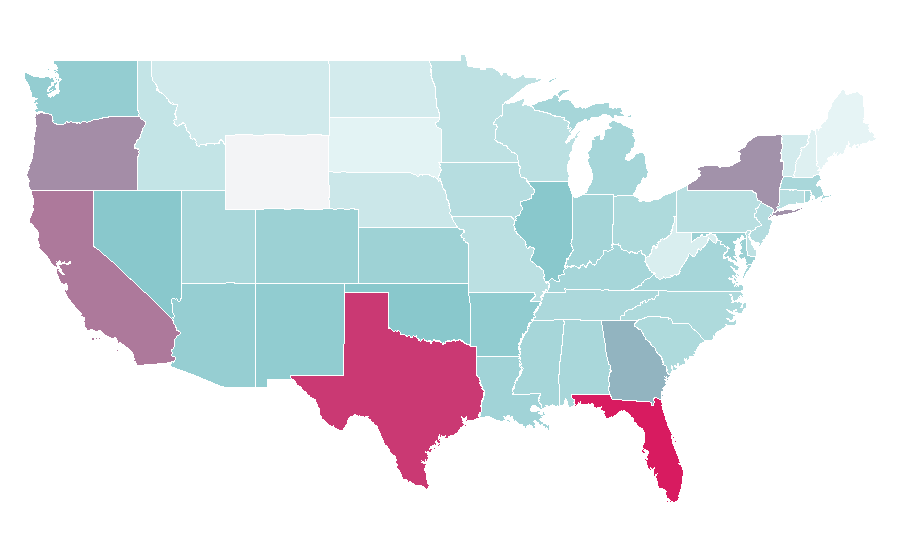 Affinity by region — Spring break, United States