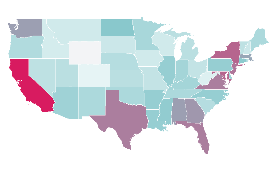 Afinidade por região — Squat (exercise), Estados Unidos