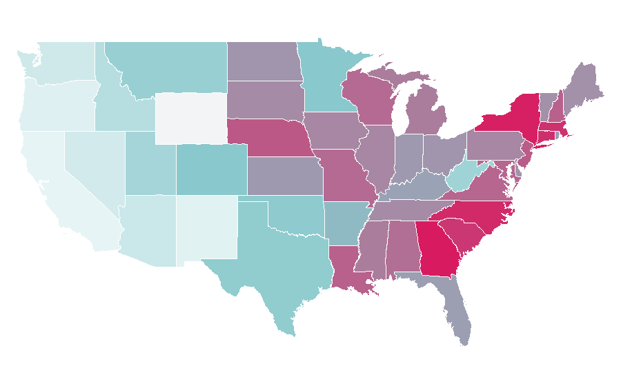 Affinity by region — St. Lucia, United States