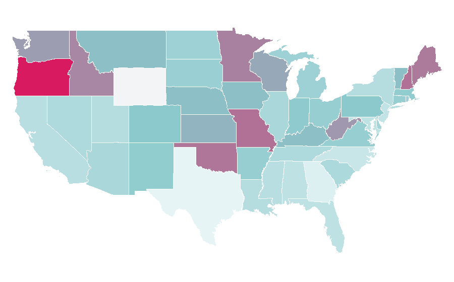 Affinity by region — Stamp collecting, United States
