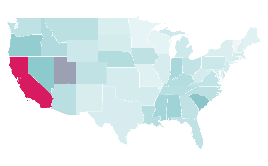 Affinity by region — Stanford Cardinal football, United States