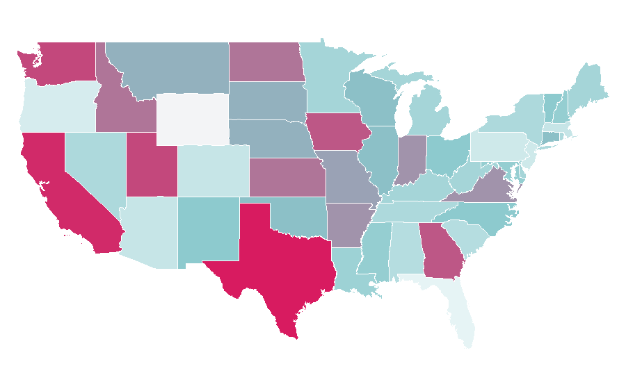 Affinity by region — stay at home mom, United States