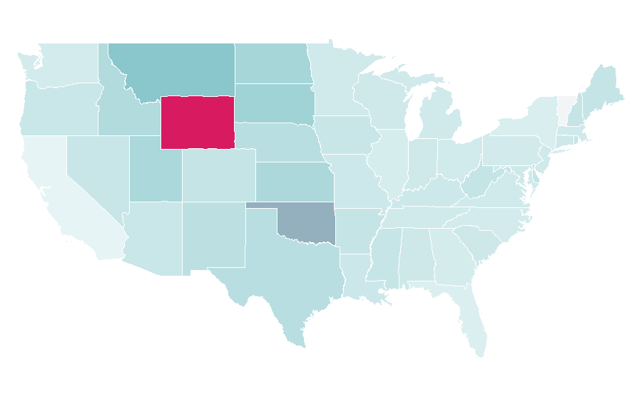 Affinity by region — Steer roping, United States