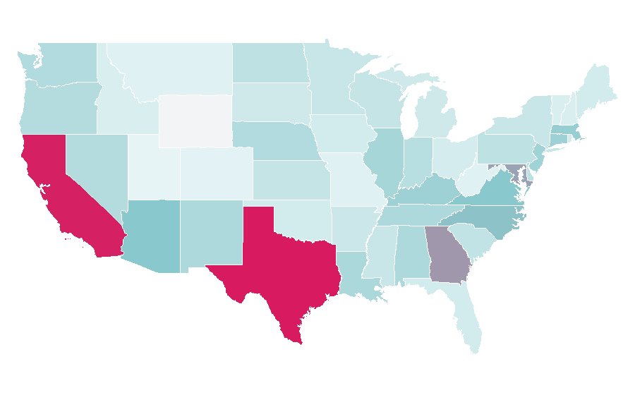 Affinity by region — Sterilization (microbiology), United States