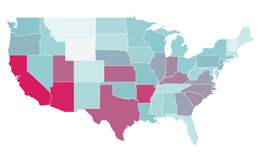 Affinité par région — Strawberry, États-Unis