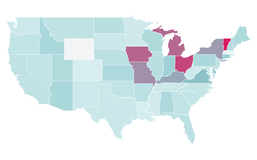 Affinity by region — Strikeforce (mixed martial arts), United States