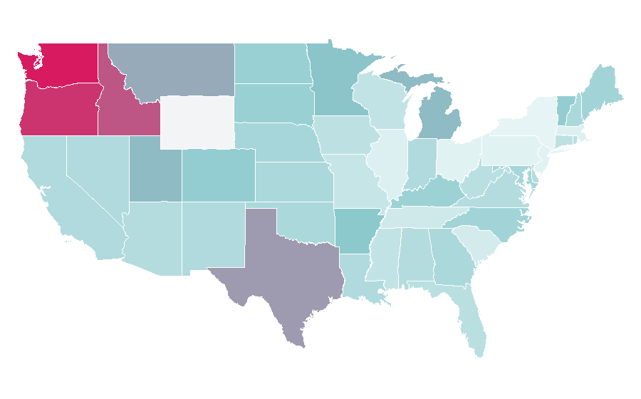 Affinity by region — Student exchange program, United States