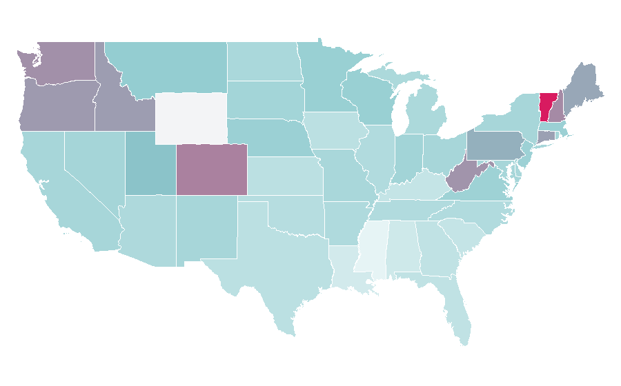 Afinidad por región — Subaru, Estados Unidos
