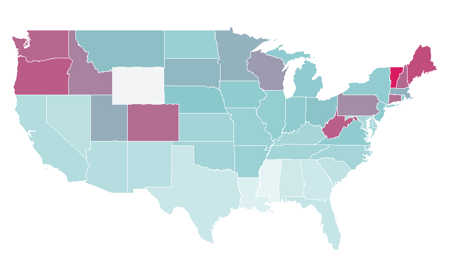 Affinity by region — Subaru Forester, United States