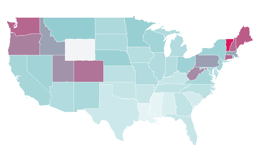 Affinity by region — Subaru Impreza, United States