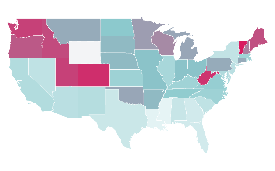 Affinity by region — Subaru Outback, United States